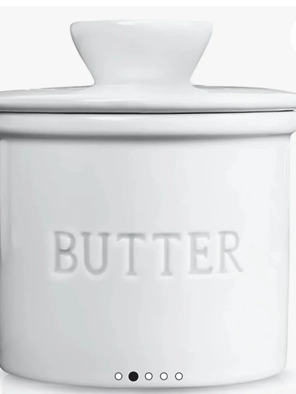 Priority Cheff Ceramic Butter Crock - White French Dish Countertop